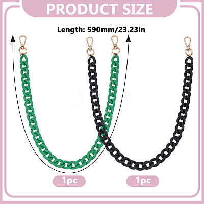 2Pcs Acrlic Curb Chain Bag Extender Chains HJEW-DR00279-1