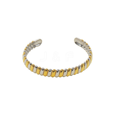 Two Tone 304 Stainless Steel Cuff Bangles for Women WG684E5-01-1