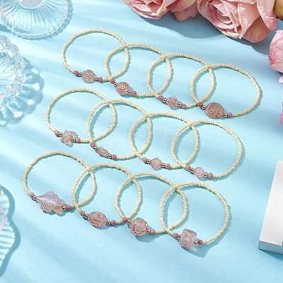 Glass Seed Beads Stretch Bracelets for Women BJEW-JB11266-1