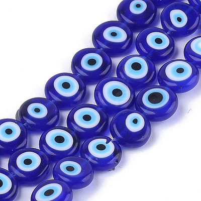 Handmade Evil Eye Lampwork Beads Strands LAMP-S191-02C-12-1