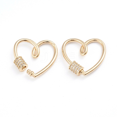 Brass Micro Pave Clear Cubic Zirconia Screw Carabiner Lock Charms X-ZIRC-I041-01G-1