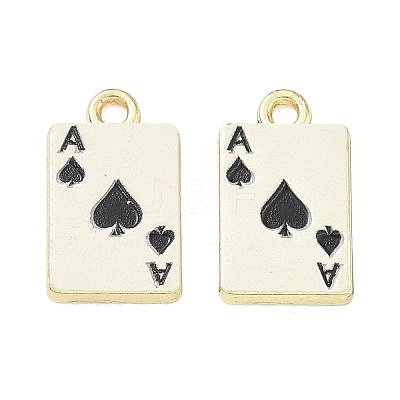 Playing Cards Alloy Enamel Pendants FIND-D044-27G-01-1