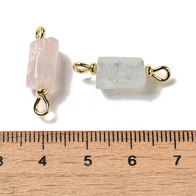 Natural Rose Quartz/Aquamarine Connector Charms FIND-C046-10B-G-1