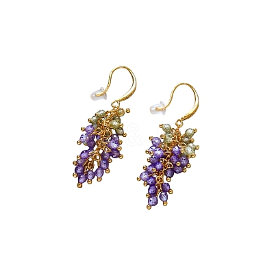 Brass Micro Pave Cubic Zirconia Dangle Earrings WG2D2E7-01-1