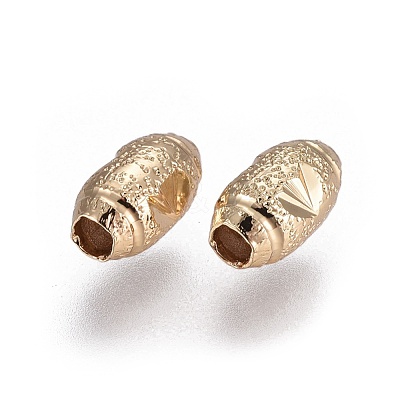 Electroplate Brass Textured Beads KK-F789-32G-1