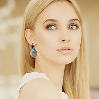 3 Pairs 3 Style Alloy Teardrop with Rhombus Dangle Earrings for Women EJEW-AN0002-01-1