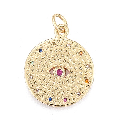 Brass Micro Pave Cubic Zirconia Pendants X-KK-O126-04G-02-1