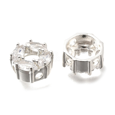 Brass Micro Pave Cubic Zirconia Beads KK-F913-02P-01-1