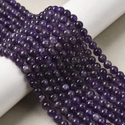 Natural Amethyst Beads Strands G-A274-C01-6mm-01-1