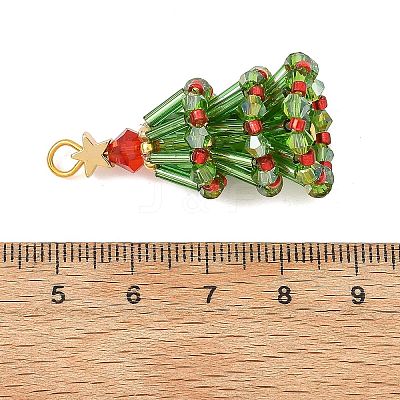 Christmas Brass & Glass Seed Beads Pendants PALLOY-MZ01449-1