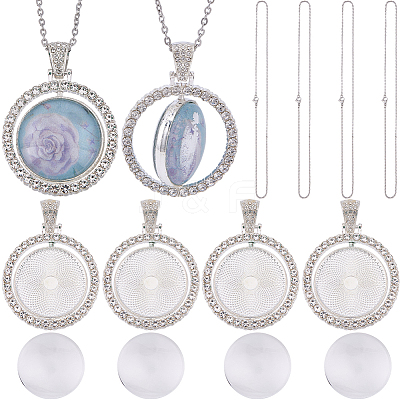 DIY Blank Dome Alloy Rhinestone Pendant Necklace Making Kits DIY-SP0002-73B-1