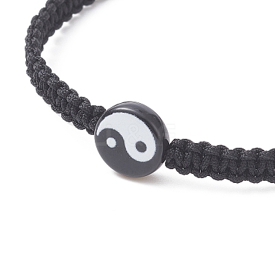 2Pcs 2 Color Acrylic Yin Yang Braided Bead Bracelets Set BJEW-JB09406-1