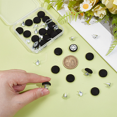 24 Bags Flat Round Cloth Cap Nail Buttons BUTT-BC0001-21A-1