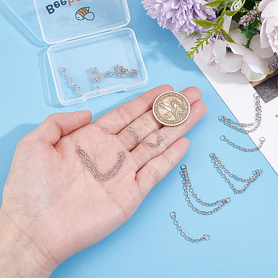 10Pcs 2 Styles Stainless Steel Cartilage Earrings with Dangle Chains AJEW-BBC0001-14-1