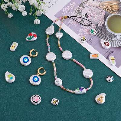 32Pcs 16 Style 3D Printed ABS Plastic Imitation Pearl Beads KY-SZ0001-42-1