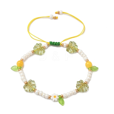 Glass Seed Beads & Lampwork Beads Braided Bead Bracelets for Women BJEW-MZ00212-01-1