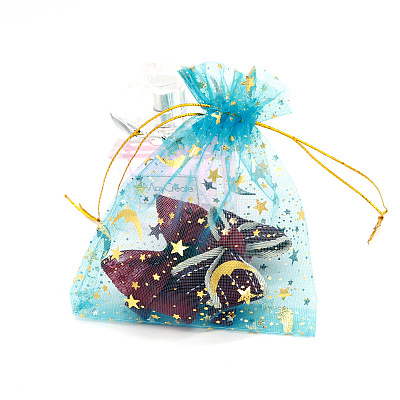 Hot Stamping Rectangle Organza Drawstring Gift Bags WG15067-23-1
