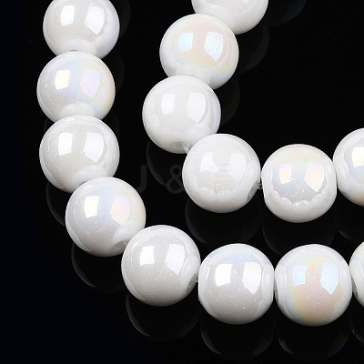 Electroplate Opaque Glass Beads Strands GLAA-T032-P8mm-AB02-1