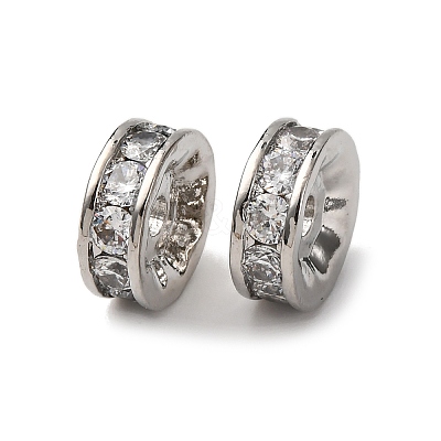 Brass Micro Pave Cubic Zirconia Beads KK-A270-02B-P-1