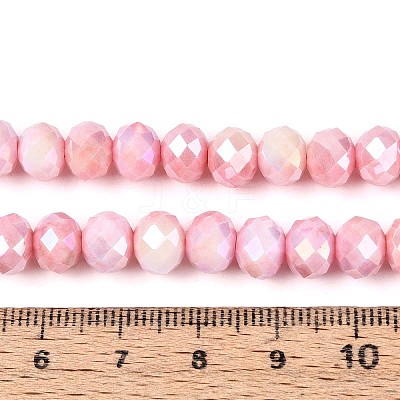 Anti-Tarnish Electroplate Rondelle Glass Beads Strands EGLA-T021-8mm-17-09-1