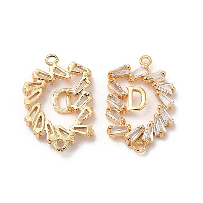 Brass Connector Charms with Clear Glass KK-B074-62G-1