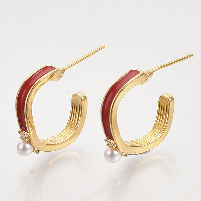 Brass Micro Pave Cubic Zirconia Stud Earrings EJEW-T007-11G-02-NF-1