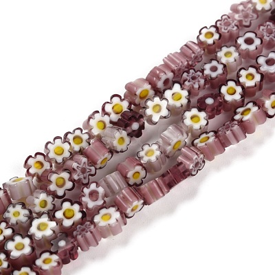 Handmade Millefiori Glass Bead Strands LAMP-J035-4mm-10-1