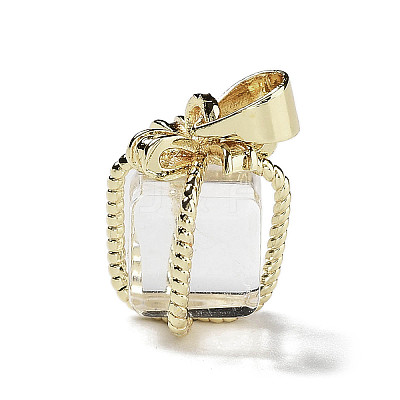 Natural Quartz Crystal Gift Box Charms G-P523-01G-06-1