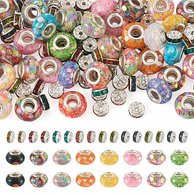 50Pcs Transparent Resin Rondelle European Beads RESI-TA0005-62-1