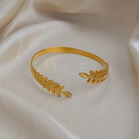 304 Stainless Steel Cuff Bangles for Women BJEW-Z173-01G-1