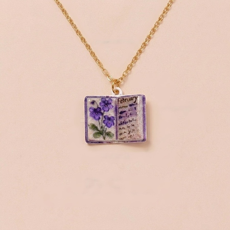 Brass Enamel Book Pendant Necklaces for Women KK-CBAF5B9-01G-02-1