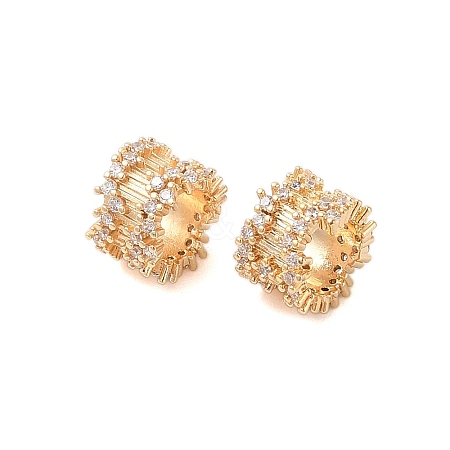 Brass Micro Pave Clear Cubic Zirconia Beads KK-B100-020G-1