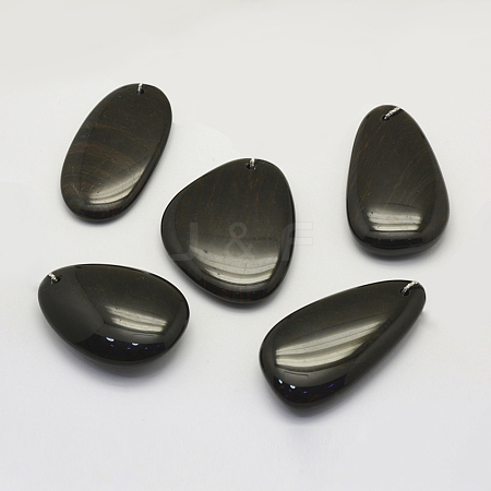 Natural Mahogany Obsidian Pendants G-G694-B-07-1