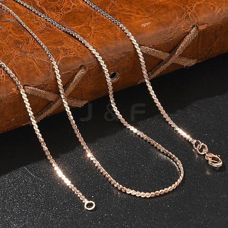 1.5mm Rack Plating Brass Serpentine Chain Necklaces for Women Men MAK-L044-12RG-1