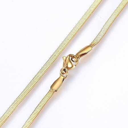 304 Stainless Steel Herringbone Chain Necklaces MAK-L015-13G-1