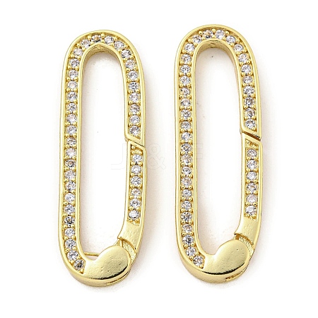 Rack Plating Brass Micro Pave CLear Cubic Zirconia  Spring Gate Clasps KK-Q814-13G-1