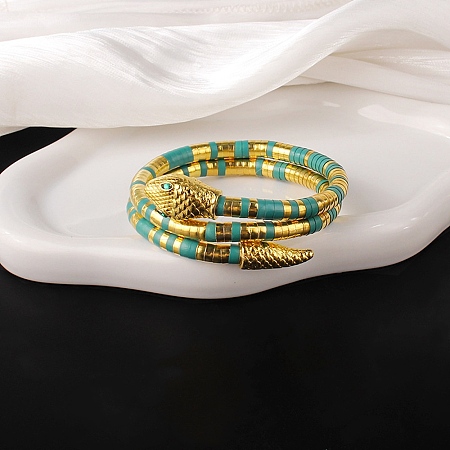 Snake Alloy Bangles for Women BJEW-Z135-01G-02-1