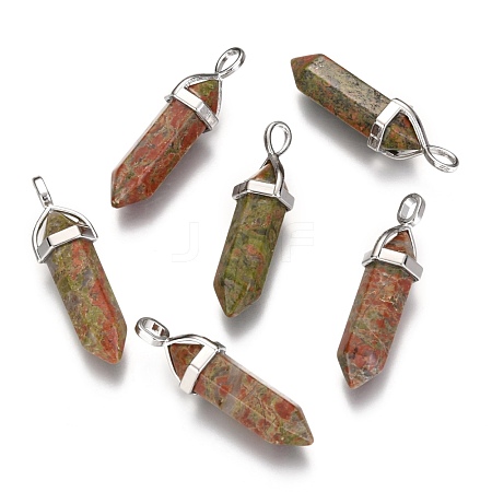 Natural Unakite Double Terminated Pointed Pendants G-F295-04B-1