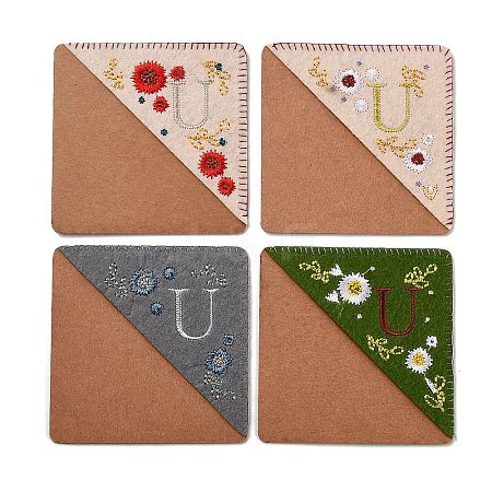 4Pcs Letter Personalized Hand Embroidered Corner Bookmarks JX587U-1