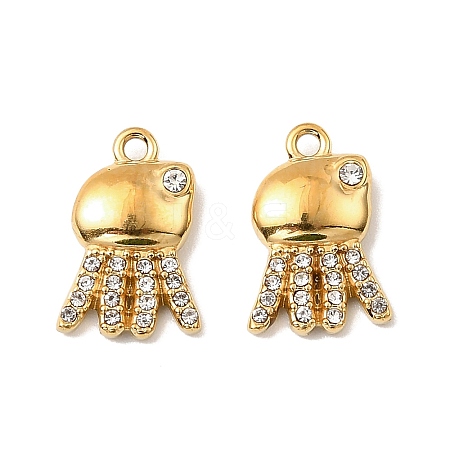 304 Stainless Steel with Crystal Rhinestone Charms STAS-G358-05G-03-1
