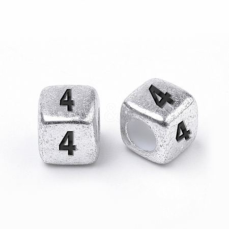 Antique Silver Plated Acrylic Beads PB43C9308-4-1