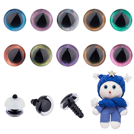 40 Sets 10 Colors Plastic Doll Craft Eyes KY-FH0001-42A-1