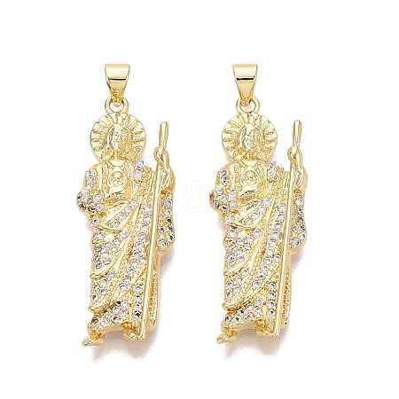 Religion Brass Micro Pave Clear Cubic Zirconia Pendants KK-N287-46E-G-1
