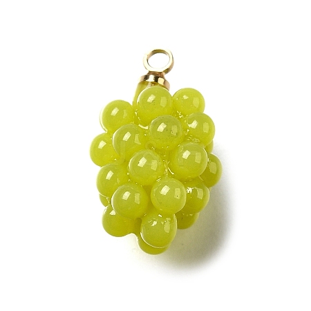 Grape Brass Acrylic Pendants OACR-R006-05G-06-1