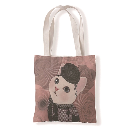 Cat Pattern Canvas Women's Tote Bags PW-WGA189E-07-1