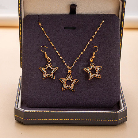 Alloy Rhinestone & Enamel Pendant Necklaces & Dangle Earrings Sets for Women FS-WGD52C4-02-1