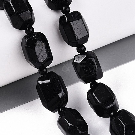 Natural Black Tourmaline Beads Strands G-N362-07A-01-1