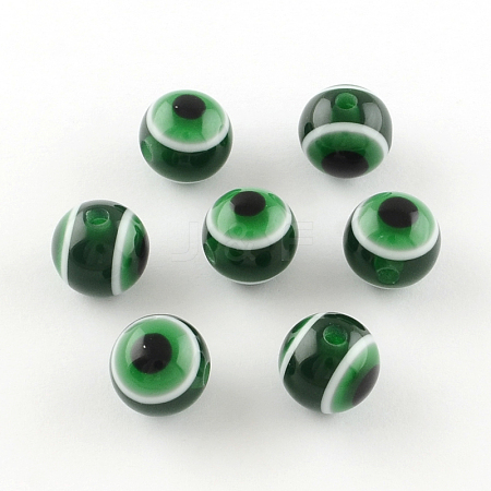 Round Evil Eye Resin Beads RESI-R159-6mm-09-1