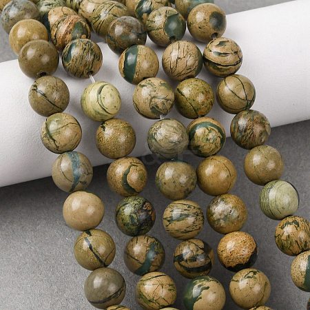 Natural Green Dragon Veins Beads Strands G-D098-A01-8mm-1