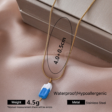 304 Stainless Steel Enamel Ice Cream Pendant Necklaces for Women FB4666-5-1